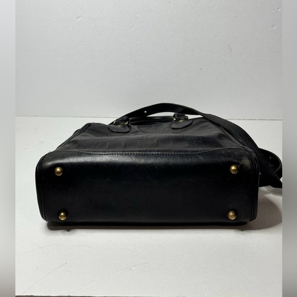 Vintage BRAHMIN Black Croc Leather Sathel Crossbody Hand Bag - Picture 9 of 14